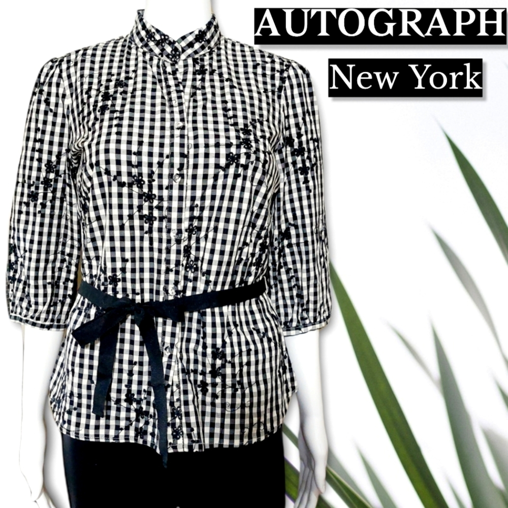 Autograph New York Black with White Blouse size S